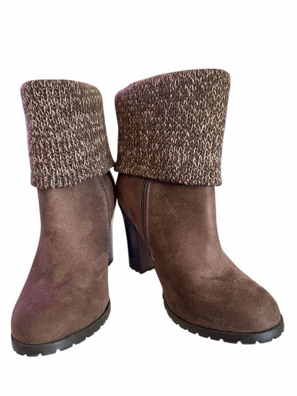 Leila Stone Jarae Women's Brown Ankle‎ Bootie Heel Size 8.5 Casual Block Heel